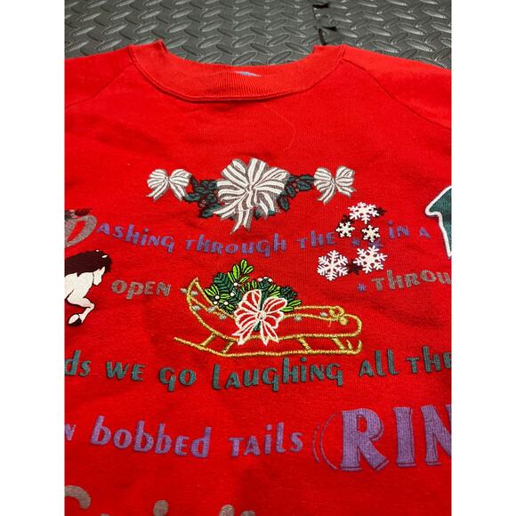 Vintage Christmas Jingle Bells Crewneck Holiday Festival Graphic Sweatshirt XL - Picture 3 of 8